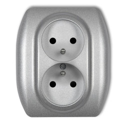 TREND Gniazdo podwójne z/u srebrny metalik 7GP-2zp