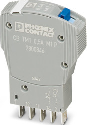 Circuit breaker, thermal-magnetic, 1 pole, 0.5 A, 50 V (DC), faston plug, IP30, 2800846