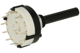 Przełącznik; obrotowy; SR26NS1-1-12P-M10-38R6; 12xON; 12 pozycji; bistabilny; na panel; przewlekany (THT); 1 tor; czarny; 0,3A;