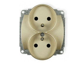 TREND Gniazdo podwójne z uziemieniem do ramki poziomej (przesłony torów prądowych) złoty 6GPR-2zp KARLIK