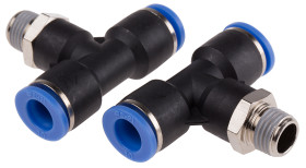 Złączka pneumatyczna Wciskane 10 mm Wciskane 10 mm RS PRO Adapter gwintowany teowy R 1/4 męskie