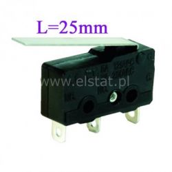 Przełącznik krańcowy z dźwignią 25mm, 5A mały