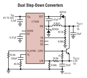 Monolithic 2A Step-Down Regulator Plus Linear Regulator/Controller