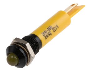 Lampka kontrolna do montażu panelowego 24V ac, Żółta 8mm LED Końcówka lutownicza RS PRO