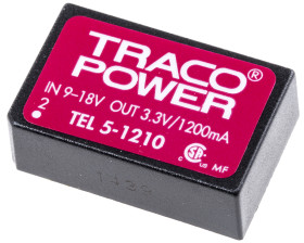 Przetwornica DC-DC, 5W, Uwe 9 → 18 V DC, Uwy 3.3V dc, Iwy 1.2A Nie, TRACOPOWER Nie