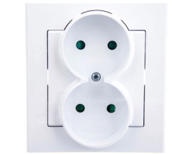 SONATA Gniazdo podwójne b/u z przesłonami białe GP-2RP/00