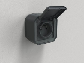 NOWE PLEXO 55 Gniazdo 2P+Z zaciski auto komplet natynkowy 16A - 250V AC antracyt 069791L