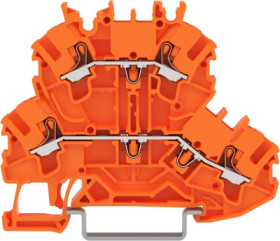 Feed-through/feed-through terminal block, spring-clamp connection, 0.25-4.0 mm², 2 pole, 24 A, 6 kV, orange, 2002-2206