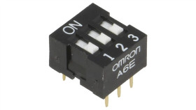 Przełącznik Dip-Switch Ilość Sekcji 3 On-Off 0,025A/24Vd A6e-3101-N