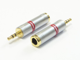 Przejście JACK wtyk 3.5mm - gniazdo 6.3mm stereo chromowane