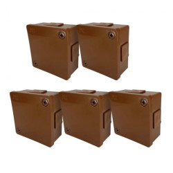 Puszka hermetyczna natynkowa 86x86x40mm 4-wlotowa, z dławikami gumowymi, IP55 zamknięcie na wkręty, brązowa EDO 5 szt