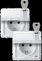 MEG2318-7219 Socket, hinged cover, lockable, 2 identical closures