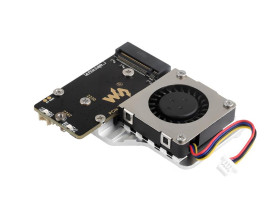 Waveshare PCIe To M.2 Adapter Board (E) For Raspberry Pi 5, With Cooling Fan, Compatible With 2242 / 2230 Size NVMe Protocol M.2