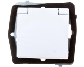 SONATA Gniazdo bryzgoszczelne z/u IP44 klapka biała GPH-1RZ/m/00/w