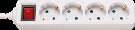 Socket strip, 4-way, 1.4 m, with switch, white