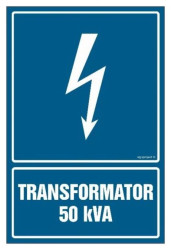 ZNAK - HG038 Transformator 50 kVA 7,5 x 10 cm FN - Folia samoprzylepna