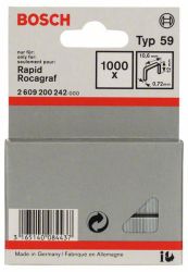 Zszywki z cienkiego drutu, typ 59, 10,6 x 0,72 x 12 mm, 1000 szt. Bosch Accessories 2609200242, N/A, Wymiary (D x S) 12