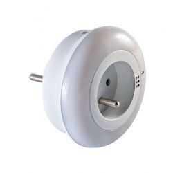 Lampka nocna LED z gniazdem 230V okrągła