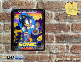 SONIC MANIA Box Artwork from the Original Sega Video Game - Metal Sign