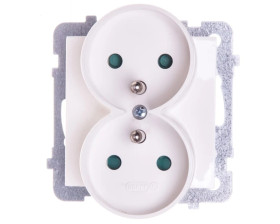 AS Gniazdo podwójne z/u z przesłonami ecru GP-2GRZP/m/27