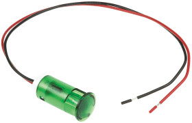 Lampka kontrolna do montażu panelowego 220V ac, zielona 12mm LED Zielony Wyprowadzenia APEM