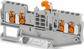 Knife disconnect terminal, push-X connection, 0.5-4.0 mm², 4 pole, 20 A, 6 kV, gray, 1462725