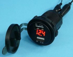 PANEL.WOLT.LED+ŁAD.USB RED 12-24V/4,2A