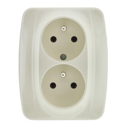 VENA Gniazdo podwójne z/u z niezmiennością faz krem 510337