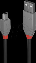 36725 USB 2.0 cable, USB-A to Mini USB-B connector, 5.0 m
