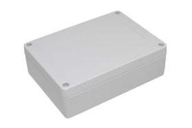 Obudowa ogólnego użytku Poliwęglan szerokość zew. 105 mm długość zew. 145 mm wys. zew. 40 mm Hammond IP65 Jasnoszary