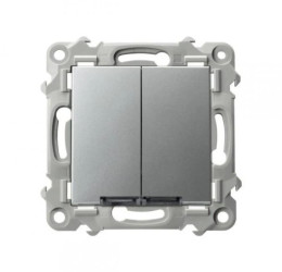 SZAFIR Łącznik schodowy + jednobiegunowy z podświetleniem niebieskim srebrny ŁP-9ZS/m/18