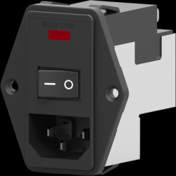 IEC inlet filter C14, 50 to 60 Hz, 3 A, 115 VAC/230 VAC, faston plug 4.8 mm, 1-6609103-3