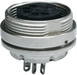 Panel socket, 4 pole, solder cup, screw locking, straight, 09 0312 80 04