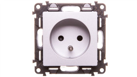 Valena Life Gniazdo Pojedyncze Z/U 2P+Z Z Przesłonami Aluminium 753384