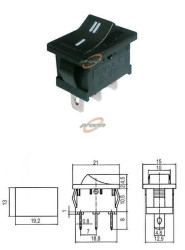 PRZEŁĄCZNIK KOŁYSKOWY 2POZYCJE 3PINY 250V/6A (CZARNY) B100