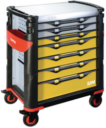 Wózek na narzędzia, na kółkach, 7-szufladowa, materiał: Stal nierdzewna, SAM