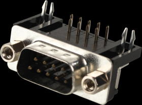 107-09-1-1-20 D-SUB plug, 9-pole, angled