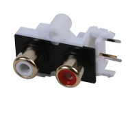 GCINCH-2XPAU Gniazdo RCA (cinch) do druku - kątowe, podwójne, piętrowe