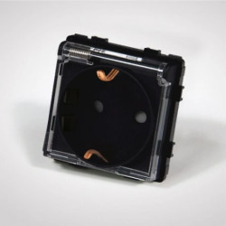 TouchMe Gniazdo bryzgoszczelne z/u schuko IP44 klapka przezroczysta czarne TM6242B