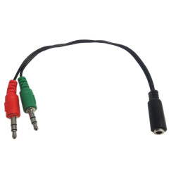 Przejście gn.3,5 4p/2x wt.3,5st. jack adapter 20cm słuchawki mikrofon