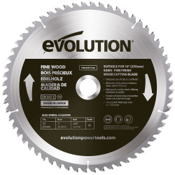 Evolution FW255TCT-60 Fine Wood Mitre/Table Saw Blade 255 x 25.4mm x 60T