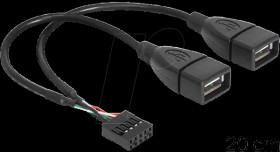 83292 USB 2.0 type A 2 x socket to pin header