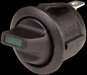 WS R13-112 SW SW GN Round rocker switch, 1x ON - OFF, partially lit green