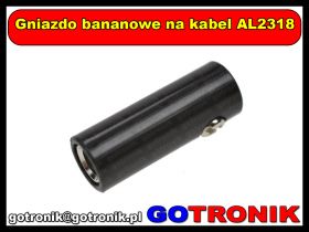 Gniazdo bananowe na kabel AL2318 czarne