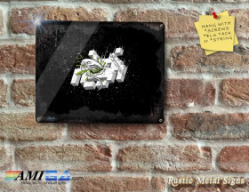 Space Invaders with Alien Ripping Out. - Metal Sign