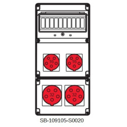 Rozdzielnica 2x5x32A 2x5x16A INA=32A IP54 SB-109105-S0020-54