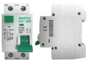 VCX GACIA Wyłącznik Różnicowoprądowy z Członem Nadprądowym B16A 30mA 1P+N typ AC