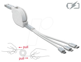 85850 USB charging cable Type-a to Type-C Micro-B 1 m 2 a white