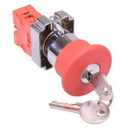 Techna PtecMetMushK40 Key Release 40mm Emergency Stop Button Switch 10A 1NC