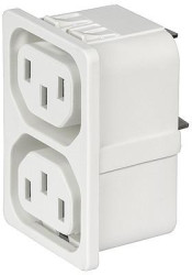 Panel socket 2-fold F, 3 pole, snap-in, plug-in connection, white, 3-103-838
